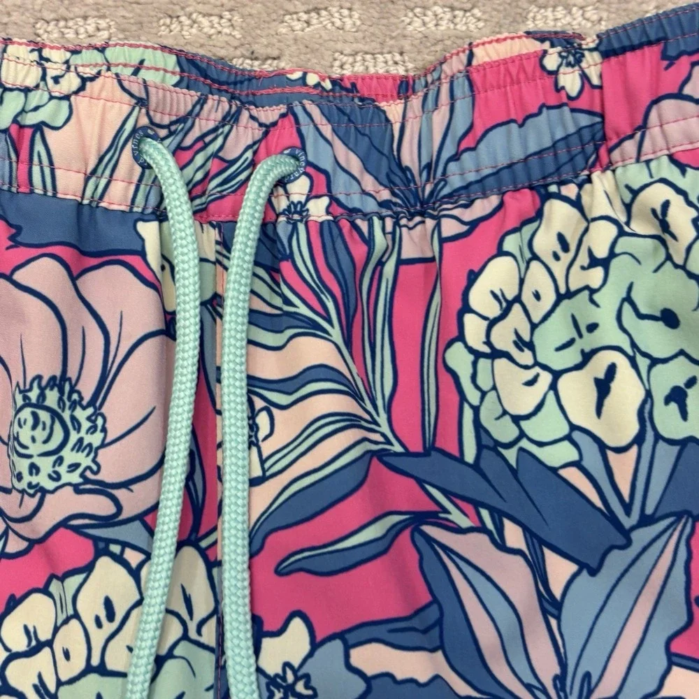 Vineyard Vines Swim Shorts Mens XS Floral Pink  Print Drawstring 7
